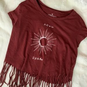 Burgundy fringe top